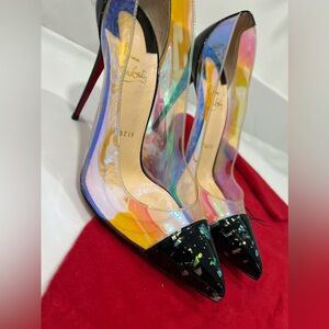 CHRISTIAN LOUBOUTIN - PVC Pump. Metallic Accent. Worn once.